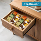 Tea Bag/Sugar Packet Holder,Coffee Station Condiment Organizer,Bamboo Tea Organizer,Large 4-Compartment Organizer Tray for Drawer/Shelf/Countertop,10.2 x 7.9 x 2.4 inch