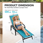 Garvee Outdoor Lounge Chair, Adjustable Patio Reclining Chaise with Textilene Fabric, Pool Lounge Chair with 5-Position Backrest for Patio, Garden, Poolside & Balcony,Sky Blue Set of 4