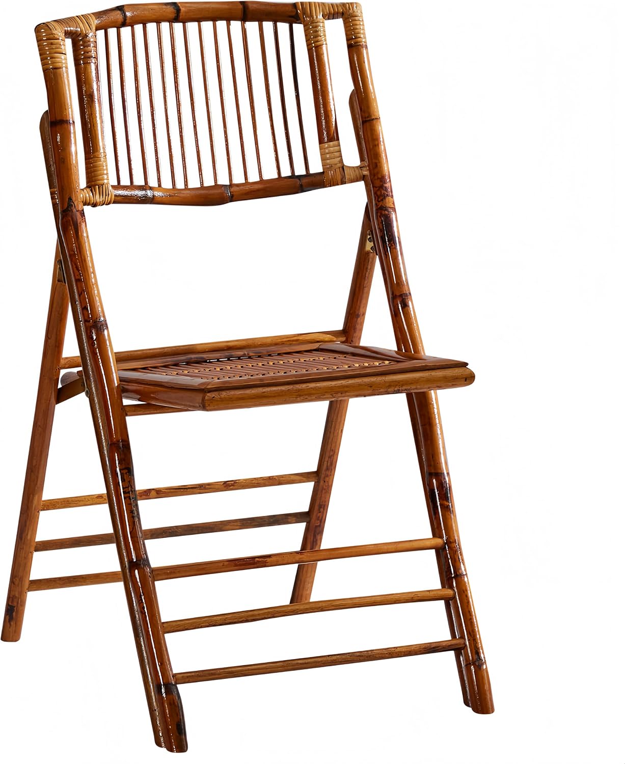Bamboo Folding Chair, Completely Upgraded Foldable Vintage Dining Chair with 330lb Handcrafted for Living Room Patio Garden Balcony Indoor/Outdoor (1, Antique Brown)
