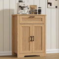 Buffet Cabinet with Storage Drawer, Farmhouse Coffee Bar Table with Storage Drawer and Adjustable Shelf, Small Fluted Sideboard Cabinet for Kitchen, Dining Room, Living Room, Entryway, Natural Oak