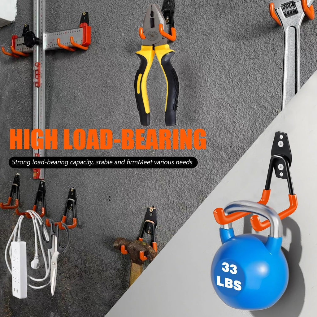 Heavy Duty Garage Storage Hooks, 2 Pack Utility Steel Garage Tool Organizer Wall Mount for Hanging Power and Garden Tools Ladders Hoses Bikes Ropes & Bulk Items