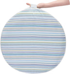 FUNHOME Inflatable Ottoman Stool D20xH9,Portable Round Pouf for Indoor/Outdoor Use,Foot Rest or Seating for Kids&Adults,Ideal for Camping or Home(Blue Stripe)