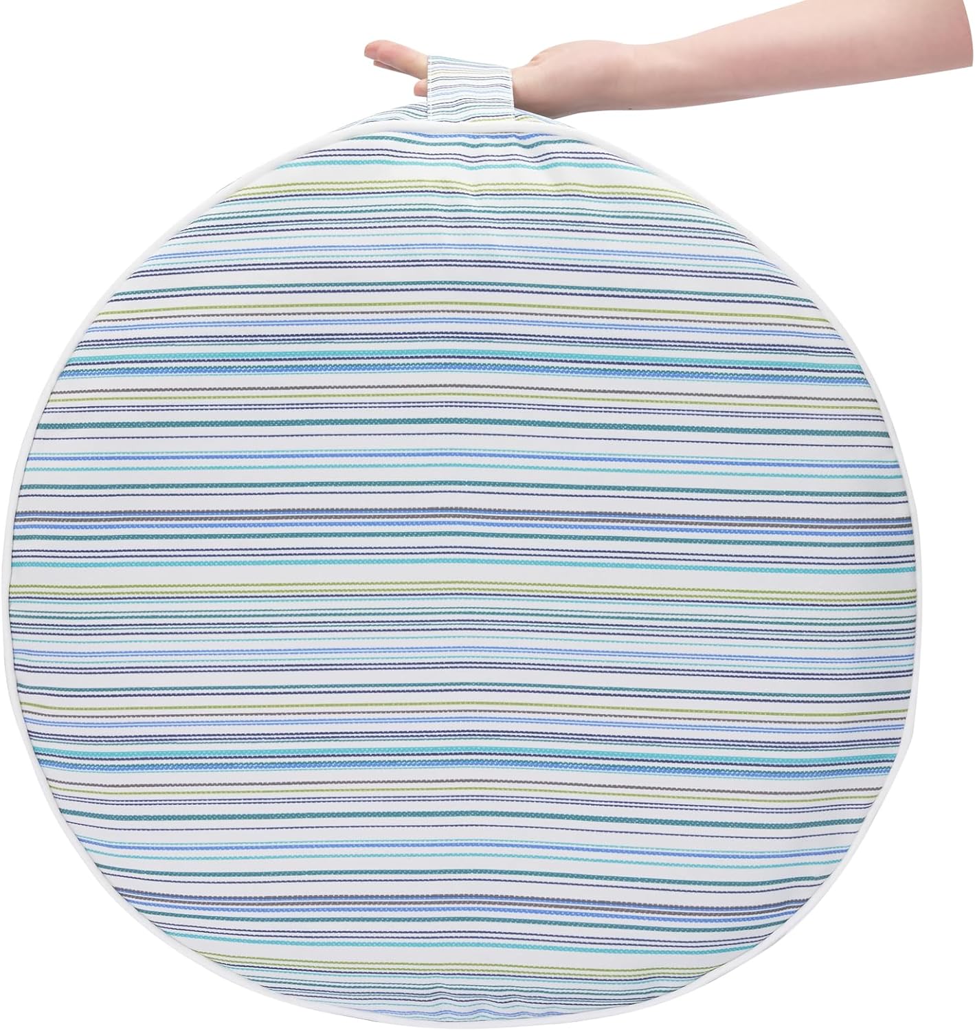 FUNHOME Inflatable Ottoman Stool D20xH9,Portable Round Pouf for Indoor/Outdoor Use,Foot Rest or Seating for Kids&Adults,Ideal for Camping or Home(Blue Stripe)