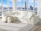 113” Cloud Couch 丨 Modular Sectional Couches for Living Room 丨 L Shaped Boneless Couch with Nice Back Support 4 Seater Warm White Chenille