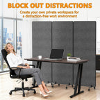 Soundproof Room Divider 3 Panels Rolling Room Divider with Wheels,Office Partitions Portable Wall, Freestanding Folding Partition Privacy Screens for Home, Office,Bedroom,Hospital,72x66in Dark Gray