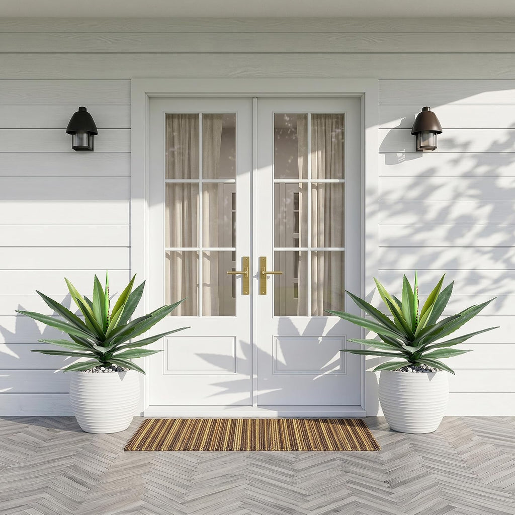 Artificial Agave Plant Outdoor, 22Inch Fake Plants UV Resistant for Indoor, Faux Large Plant Fake Greenery with UV Resistant Decor for Home Porch Garden, Housewarming Gifts（2Pack）