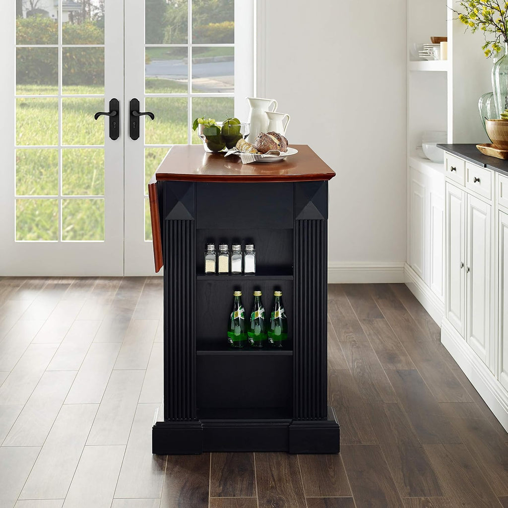 Crosley Furniture Drop Leaf Kitchen Island/Breakfast Bar, Black