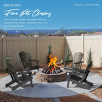 BRIOPAWS Folding-Adirondack-Chairs Set of 2 | HDPE Plastic | Fire Pit Chair | Cup Holder | Curved Back | All Weather| for Outdoor Backyard Deck Patio | Black