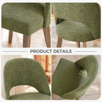 Wooden Dining Chairs Set of 4, Upholstered Modern Chenille Dining Room Chair Kitchen Chairs, Comfy Farmhouse Dinner Chair for Kitchen Dining Room, Green
