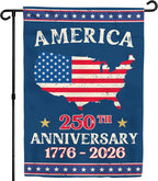 250th Anniversary America USA Garden Flag for Outside, USA Map 250 Years of Freedom 1776-2026 Patriotic Double-Sided Waterproof Yard Flag 12x18 Inch for 4th of July Memorial Day Outdoor Deco