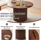 Homedot 5-Piece Round Dining Table Set for 4, 47-Inch Walnut Kitchen Table and Upholstered Chairs Set for Dining Room, Modern Circle Dinette Table Set with Black Barrel Dining Side Chairs Upholstered