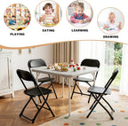 4 Pack Kids Black Plastic Folding Chair with Metal Frame for Toddler&Children, Lightweight and Stackable Foldable Seats for Indoor, Outdoor, Classrooms, Desks, Parties, Events
