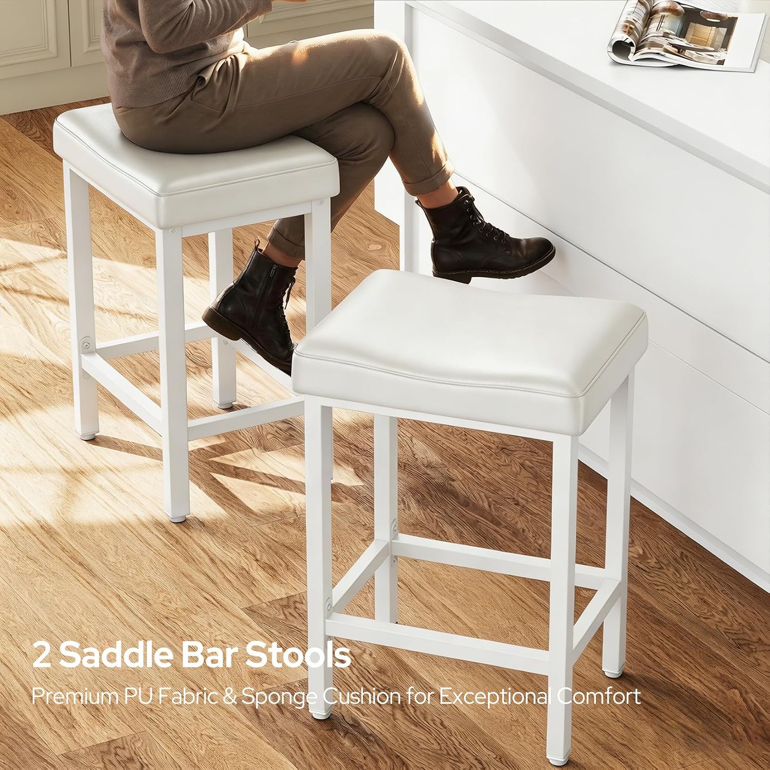 Concho 71'' Kitchen Island with Seating and Stainless Steel Countertop, Rolling Kitchen Carts on Wheels with Folding Drop Leaf, Bar Stool, Power Outlet, Spice/Towel Rack, White