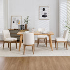 Upholstered Dining Chairs Set of 4, Linen Fabric Living Room Chairs Mid Century Modern Armless Kitchen Chairs with Backrest and Wood Legs for Kitchen Dining Room Restaurant, Cream
