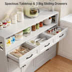 Ahomly 51" Buffet Cabinet with Adjustable Storage, Charging Port - 3 Drawers & 4 Doors Large Sideboard, Multi - Scene Coffee Bar/Microwave Stand for Kitchen,Living Room,Entryway（White）