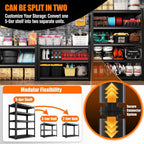 Upgrade 72" H Garage Shelving Unit, 3500LBS Heavy Duty 5-Tier Metal Storage Shelves with Anti-Fall Rails, Adjustable Industrial Steel Rack, Pantry Kitchen Basement Warehouse