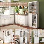 72.05" Tall 27.56" Wide Large Pantry Storage Cabinet, Freestanding Metal Kitchen Food Pantry Cabinet with 2 Doors and Shelves for Kitchens, Dining Room, White A