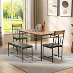 Garvee 4-Piece Modern Dining Table Set, Kitchen Table with Upholstered Chairs and Bench, Kitchen Table Set for Small Space, Apartment, Home, Studio