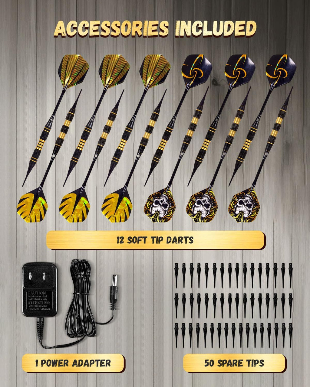 Electronic Dart Board, Decorative Dart Board Cabinet Set for Adults [12*Bronze Soft Tip Darts] [Cricket Game Mode]- Wooden Electric Dartboard Cabinet for Family Game Rooms