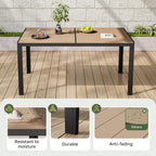 Aoxun 7-Piece Patio Table and Chairs Set for 6, All Weather Outdoor Dining Set with 6 Textilene Chairs and 1 Rectangular Metal Table, Patio Dining Sets for Backyard, Brown