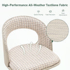 Furnimart Outdoor Bar Stools Set of 2 with Covers Waterproof, Adjustable Patio Stools with Hollow Back, Counter Height Swivel Chairs for Garden, Yard, All-Weather Textilene Fabric, Linen Plaid