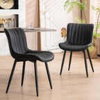 YOUNUOKE Dining Chairs Set of 2 Mid-Century Modern Kitchen Chair Black | Faux leather upholstered with Back, fits dining living waiting room guest reception. Waterproof easy to clean assemble, 300lb