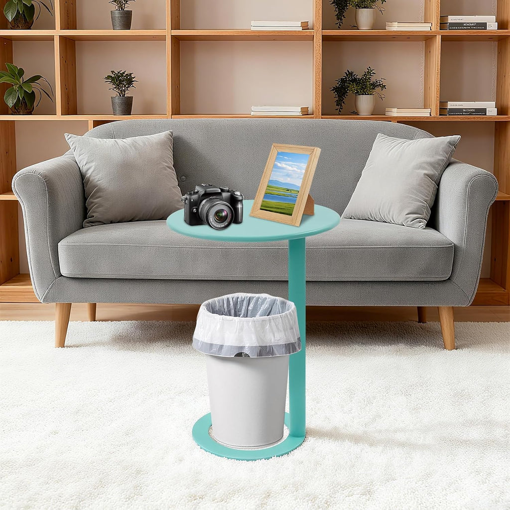 C-Shape Side Table - Coffee Table for Living Room, Bedroom, Home Decor, Modern Accent Table for Adults & Kids, Small Round End Table (Blue)
