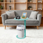 C-Shape Side Table - Coffee Table for Living Room, Bedroom, Home Decor, Modern Accent Table for Adults & Kids, Small Round End Table (Blue)