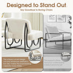 Armless Accent Chair, Beige Upholstered Chair for Bedroom, Comfy Modern Chair for Living Room, Small Space Mid Century Accent Chair, No Arm Lounge Chair