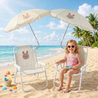 Kids Beach Chair with Umbrella, Kids Beach Chair with Umbrella, Foldable Toddler Lawn with Sun Shade for/Pool/Camping/Fishing, Bunny