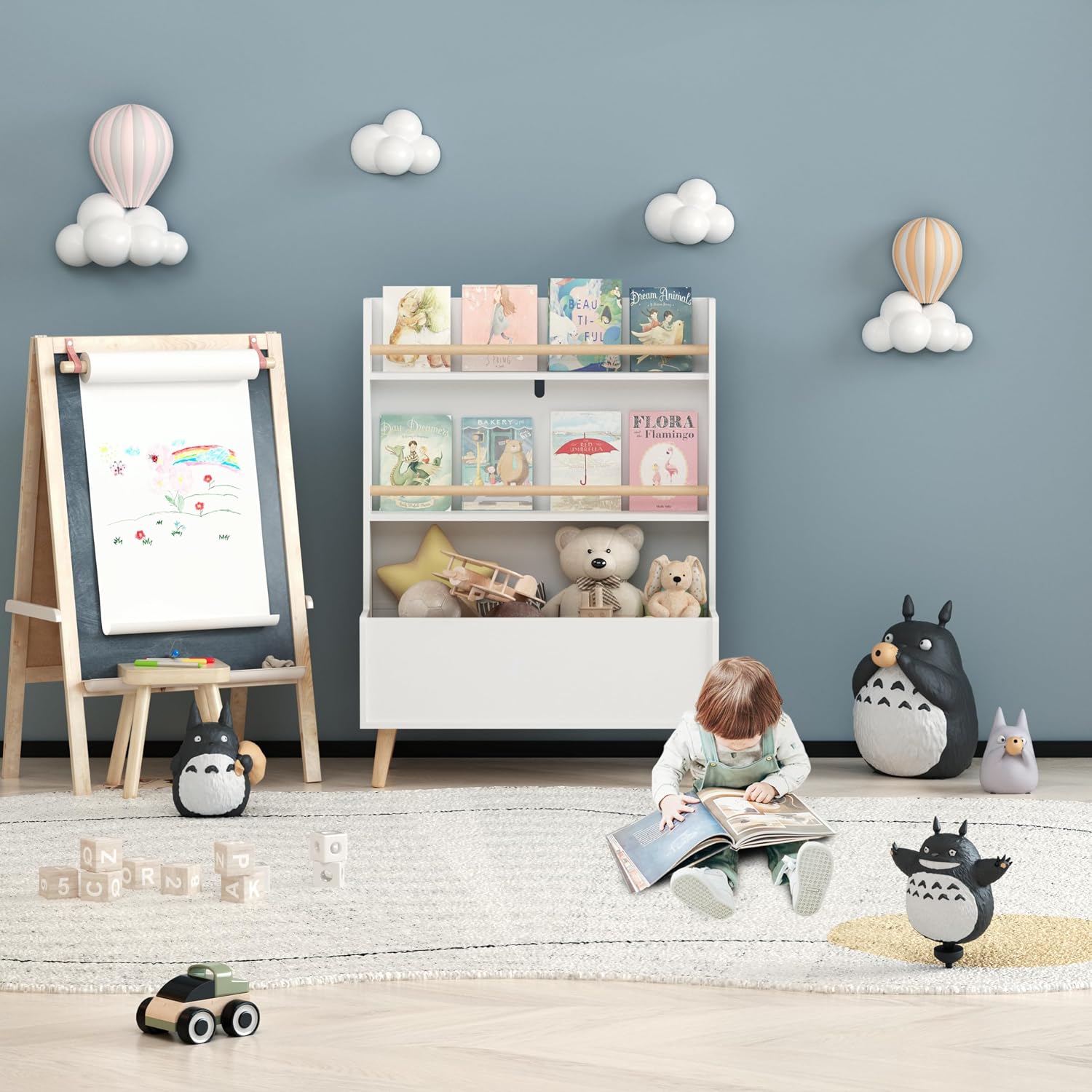 Bookshelf, Book and Magazine Rack, Book Organizer, Toy Storage Cabinet Organizer, White