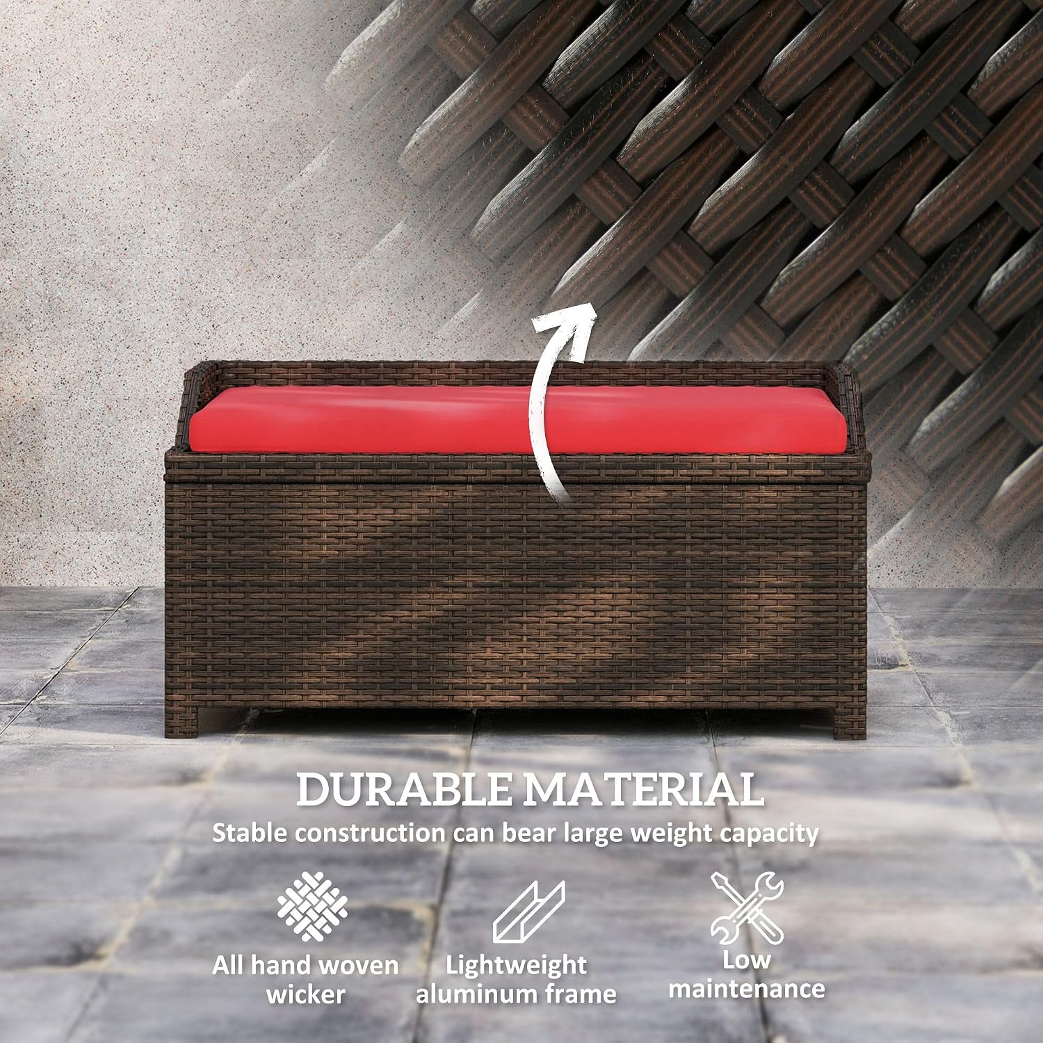 Outdoor Storage Bench with Cushion
