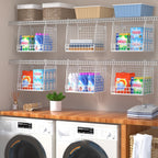 PUPPYCUTE 3 Pack Laundry Room Organization and Storage, Hanging Wire Basket for Laundry Closet Wire Shelves, Laundry Closet Organizers and Storage Basket, Heightened Version
