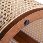ø15.7'' Round Rattan Side Table End Table, Hollow Woven Nightstand with Lift-Off Lid Storage, Modern Framhouse Countryside Boho Circle Style for Living Room, Easy Assembly, Dark Brown