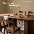 RedLemon 63" Oval Dining Table for 4-6 People, Wood Kitchen Table with Thick Stable T-Shaped Base & Curved Edge, Modern Dinner Table for Dining Room, Kitchen, Rustic Walnut