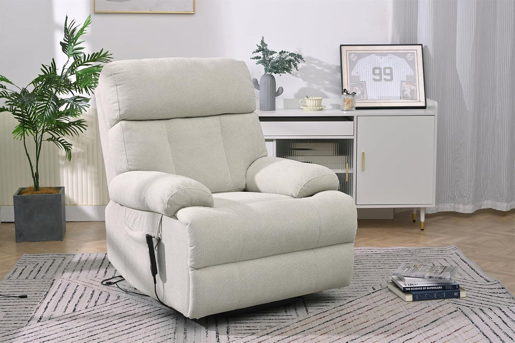 Electric Power Lift Recliner Chair for Elderly and Seniors,Oversized Recliner with Remote Control, Side Pocket, Spacious Seat, Perfect Home Theater Recliner Chair (Light Gray)