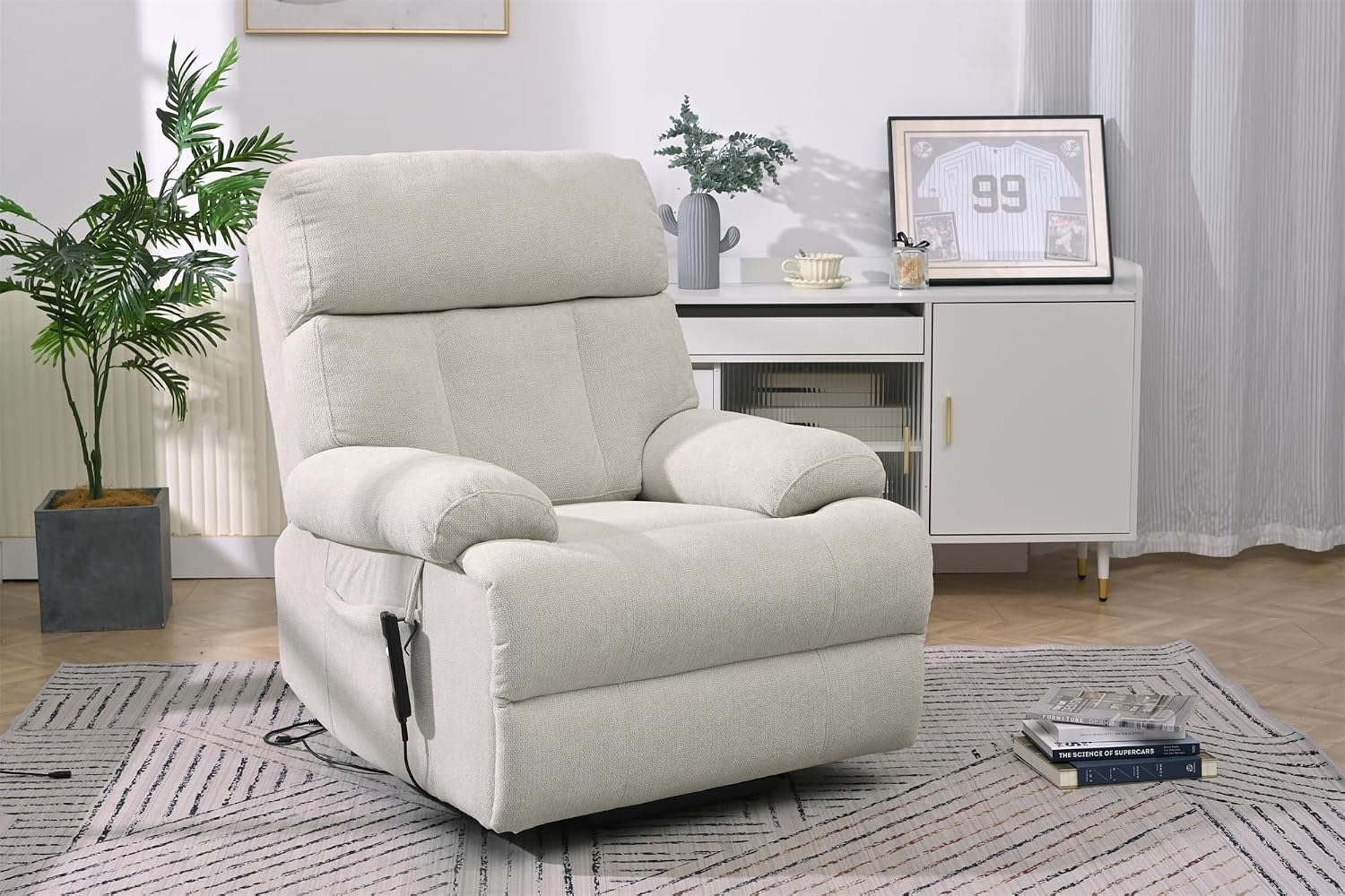 Electric Power Lift Recliner Chair for Elderly and Seniors,Oversized Recliner with Remote Control, Side Pocket, Spacious Seat, Perfect Home Theater Recliner Chair (Light Gray)