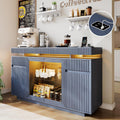 LVSOMT 47.2" Sideboard Buffet Cabinet with Storage, Modern Buff Storage Cabinet with Drawers with Motion Sensor, Lighting, Adjustable Shelf, Coffee Bars for Kitchen Dining Room Entryway (Blue)