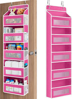 JARLINK Over The Door Organizer Storage, 5 Shelf Hanging Door Organizer with 5 Large Capacity Pockets, Anti Tilt 44 lb Load Behind Door Storage for Bedroom, Bathroom, Pantry, Nursery, Rose Pink