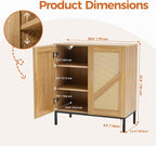 Mericonia Buffet Cabinet with Storage, Sideboards 2 Doors with Metal Base and Adjustable Shelf for Kitchen, Coffee Bar, Entryway, Hallway,Living Room (2 Door Buffet Cabinet, Rattan-Natural 2.0)
