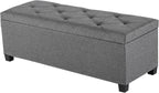 DUMOS Upholstered Storage Bench, End of Bed Ottoman, Extra Large 46.5 Gal (176L) Internal Volume, Foot Stool for Bedroom, Living Room, Sturdy Storage Chest, Dark Grey, 43.3" L x 15.7" W x 15.7" H