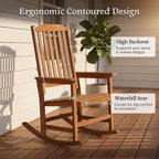 Devoko Outdoor Rocking Chair Acacia Wood Porch Rocking Chairs, Outdoor Chairs with Widened Armrest for Porch, Poolside, Balcony and Yard, Natural (2-Piece Chairs Set)