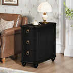 Tribesigns Wood Black End Table Set of 2, 3-Drawers Fully Assembled Narrow Slim Side Table, No Assembly Required, Nightstand for Bedside, Small Spaces, Living Room, Bedroom