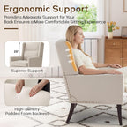 Zihanhome High Back Living Room Chairs, Fabric Accent Chair, Comfy Upholstered Armchair with Wooden Legs for Living Room, Bedroom, Apartment (1, Beige)