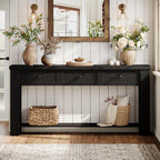 Tribesigns 70.9-Inch Long Console Table with 3 Drawers, Farmhouse Entryway Table with Storage, Rectangular Narrow Sofa Table Behind the Couch, Accent Table for Hallway, Living Room, Entry, Black