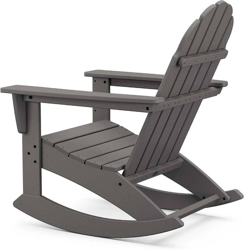 POLYWOOD Vineyard Adirondack 3-Piece Rocking Chair Set, Outdoor Patio Furniture with Side Table, HDPE All-Weather Porch Rockers, Fade-Proof, Black