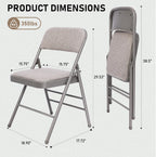 SEALAMB 4 Pack Folding Chairs with Comfort Seat, Heavy Duty Metal Frame Portable Stackable Chairs for Wedding Party Office School Church Events, Indoor Outdoor Use, 350 lb Capacity, Grey