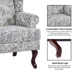 Mid-Century Modern Wingback Accent Chair, Rococo Light Grey, Set of 2 | High Back Upholstered Armchair with Solid Wood Legs, Comfy Single Sofa Reading Chairs for Living Room, Bedroom