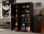 Palace Imports Solid Wood Kitchen Pantry Cabinet 71.5" Tall, 48.5" Wide – Wooden Storage Cabinet w/ 6 Shaker Doors & 8 Adjustable Shelves – Mocha, Renewable Eco-Friendly 100% Wood, Made in Brazil