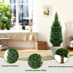 4Ft Artificial Cedar Topiary Trees (2-Pack) - UV Resistant Fake Shrubs with Ground Spike for Outdoor & Indoor Use, Front Porch, Garden Decor